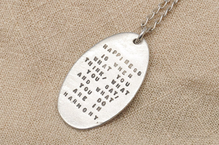 Kathy Bransfield Gandhi Quote Sterling Silver Necklace 18"