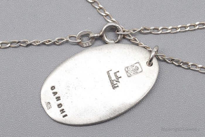 Kathy Bransfield Gandhi Quote Sterling Silver Necklace 18"