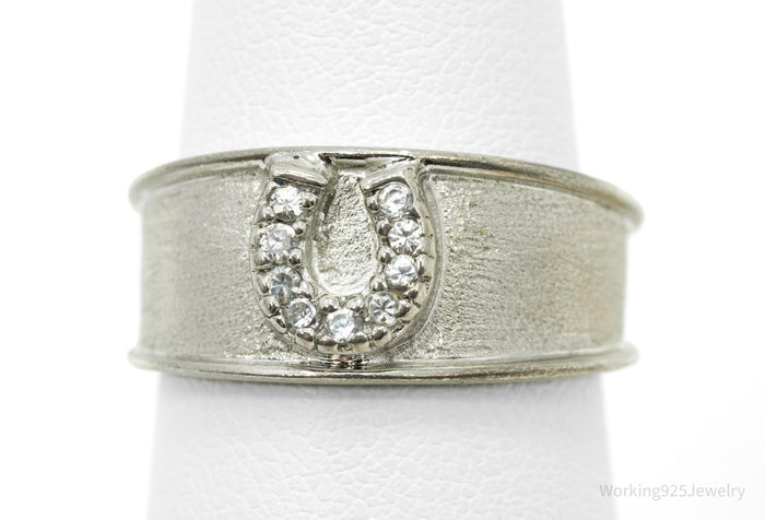 Kelly Herd Cubic Zirconia Horseshoe Sterling Silver Ring - Size 7.25