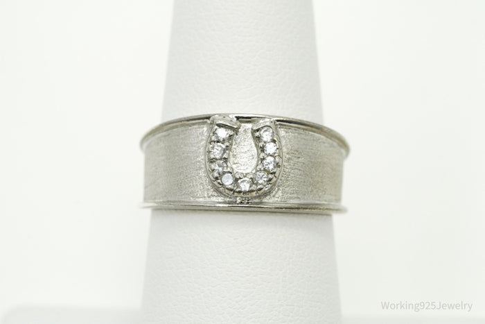 Kelly Herd Cubic Zirconia Horseshoe Sterling Silver Ring - Size 7.25