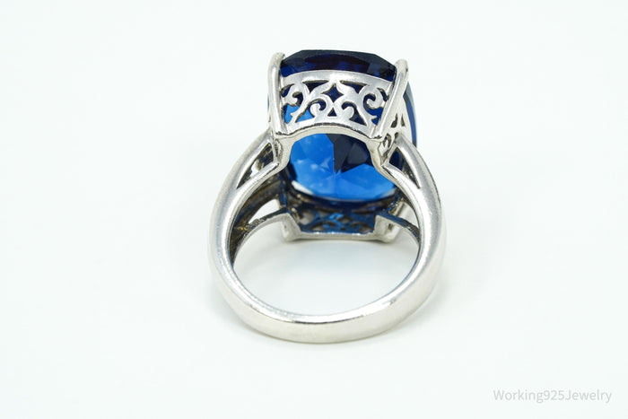 Lab Blue Spinel Rhodium Over Sterling Silver Ring Size 6.75