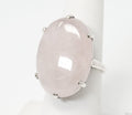 Large Antique Rose Quartz Silver Statement Ring - Size 6.5