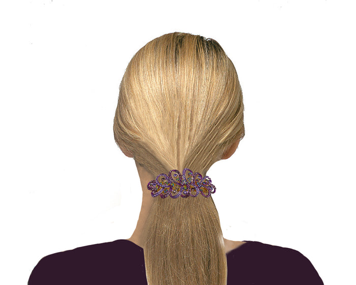 Large Crystal Ribbon Barrettes Dazzled w. Aurore Boreale crystals RW6359