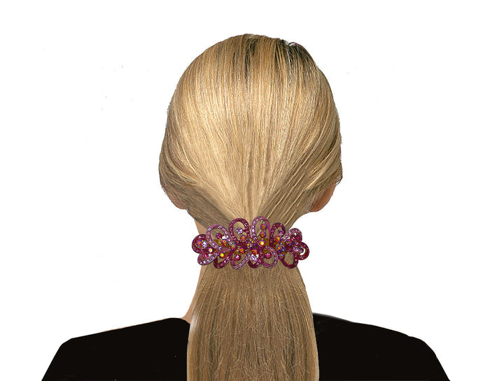 Large Crystal Ribbon Barrettes Dazzled w. Aurore Boreale crystals RW6359
