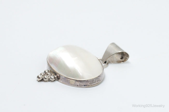 Large Native American Navajo Jason Livingston Pearl Sterling Silver Pendant