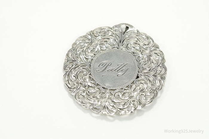 Large Ornate Antique "Patty" 900 Silver Brooch Pin Pendant