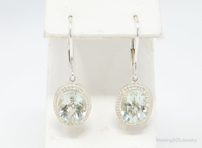 Large Prasiolite Art Deco Sterling Silver Earrings