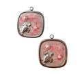 Large Silver Pearl Turtle Charm - Pink
