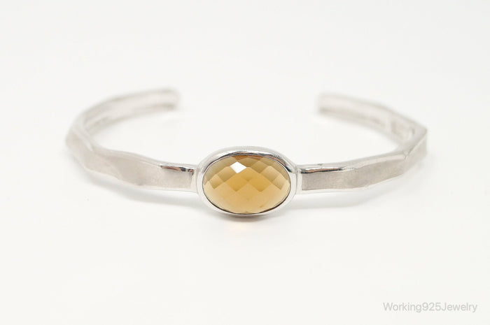 Large Smoky Topaz Modern Sterling Silver Cuff Bracelet