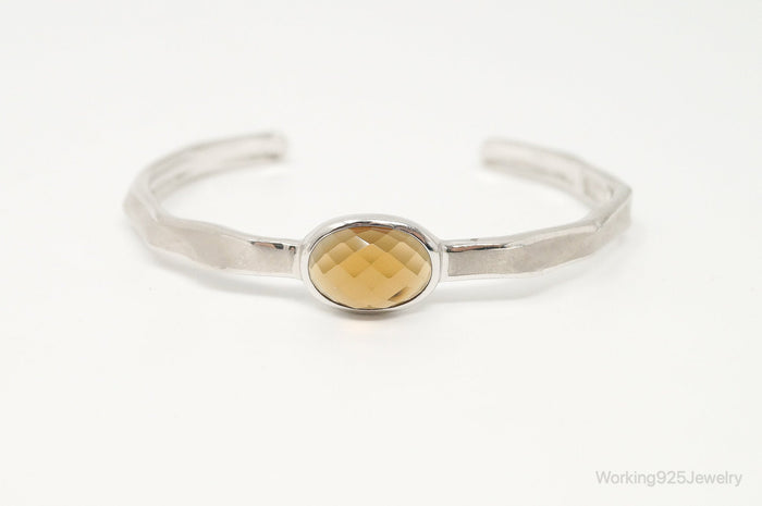 Large Smoky Topaz Modern Sterling Silver Cuff Bracelet