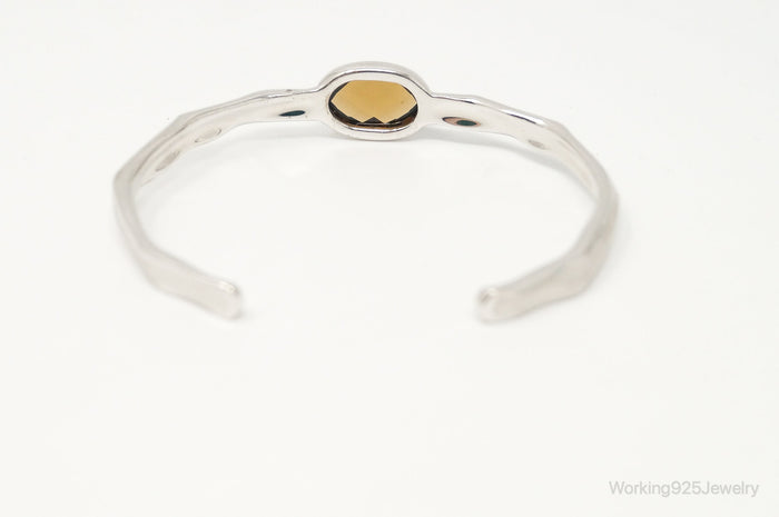 Large Smoky Topaz Modern Sterling Silver Cuff Bracelet