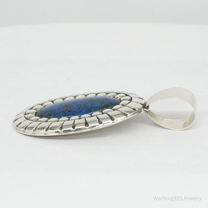 Large Vintage Carolyn Pollack Relios Lapis Lazuli Sterling Silver Pendant