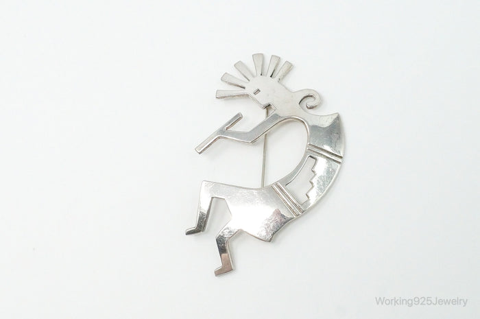 Large Vintage Native American Dancing Kokopelli Sterling Silver Brooch Pin
