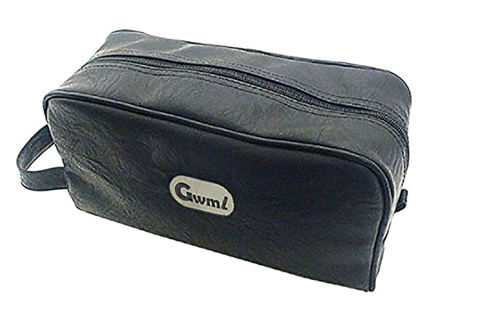 Men's Toiletry Bag Leather Look-Alike Black Vinyl Fully Lined Inside Pocket 37112