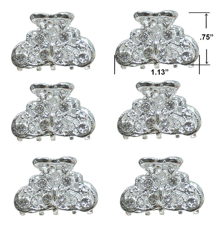 Mini Butterfly Hair Claws Silvery White Bridal Hair Clips LPW864175-1-6