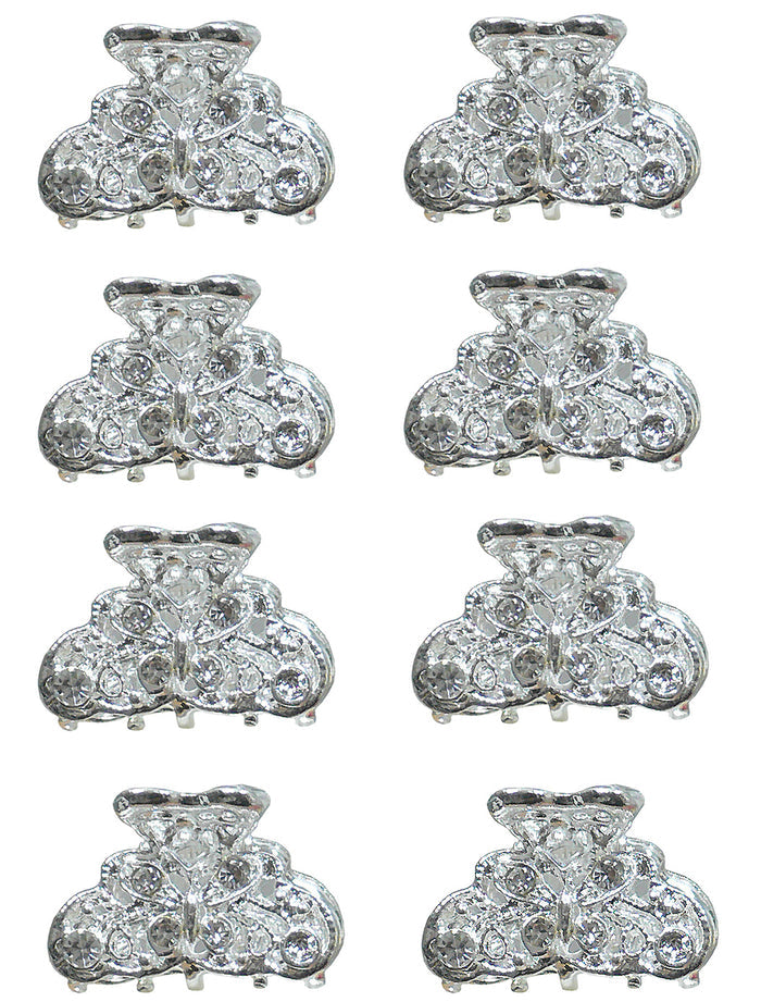 Mini Butterfly Hair Claws Silvery White Bridal Hair Clips LPW864175-1-6