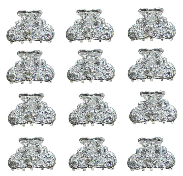 Mini Butterfly Hair Claws Silvery White Bridal Hair Clips LPW864175-1-6