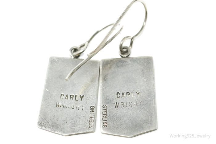 Modernist Carly Wright Enamel Sterling Silver Earrings