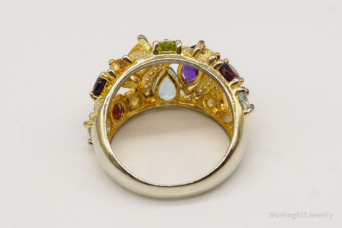 Multiple Gemstone Gold Vermeil Sterling Silver Ring - Size 7