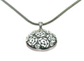 NAR010-4 Bella Necklace Chain with Medallion Pendant Beveled Top in Gray and White  #AR85010-4