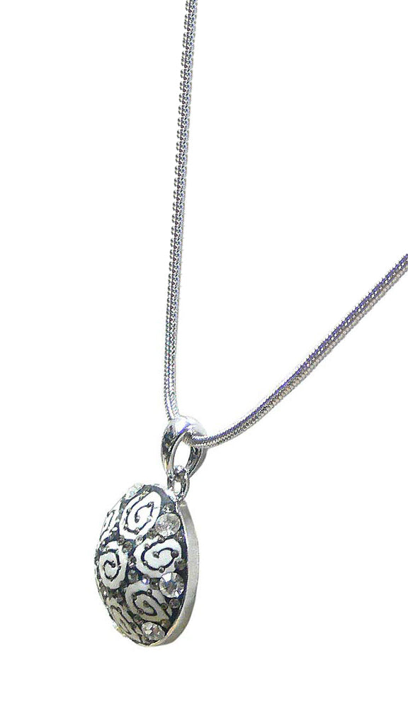 NAR010-4 Bella Necklace Chain with Medallion Pendant Beveled Top in Gray and White  #AR85010-4