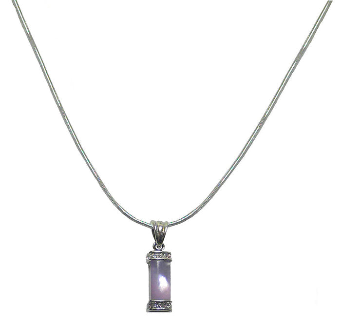 NAR800-3 Bella Rhodium Plated Necklace Chain and Mother of Pearl Pendant Lovely Lavender  #AR85800-3