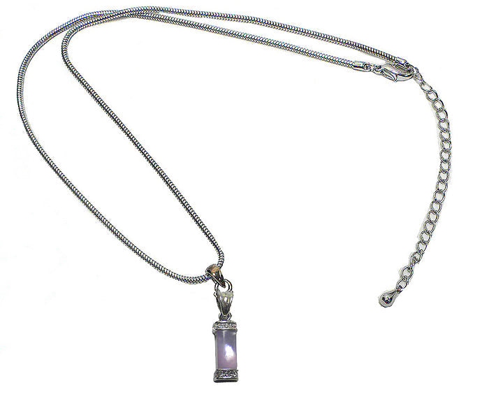 NAR800-3 Bella Rhodium Plated Necklace Chain and Mother of Pearl Pendant Lovely Lavender  #AR85800-3
