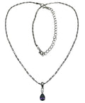 Necklace Chain and Pendant - Rhodium Plated Chain TearDrop Pendant in Amethyst AC85800ame