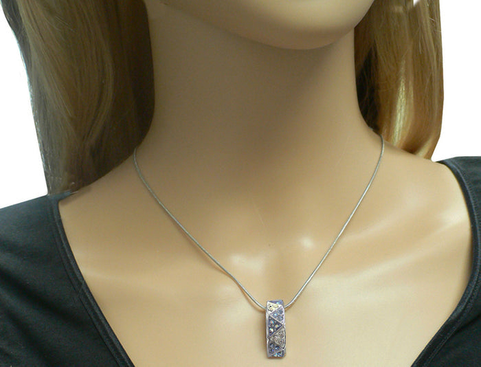 Necklace Chain and Pendant  Rhodium Snake Design Chain with Extension #AR85750-1