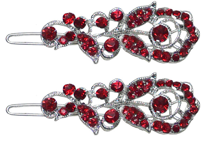 Pair of Small Barrettes Crystal Snap Clips for Thin Hair Women Young Girls U86375-2041