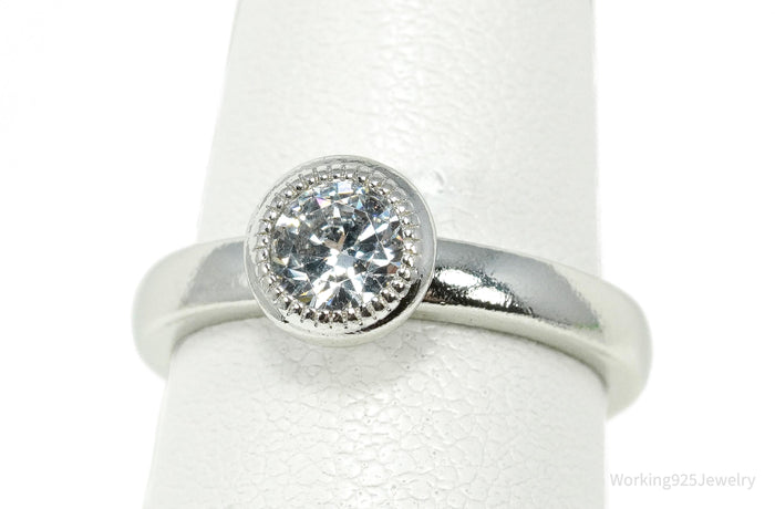 PAJ Cubic Zirconia Rhodium Over Sterling Silver Ring - Size 5