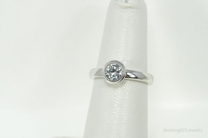 PAJ Cubic Zirconia Rhodium Over Sterling Silver Ring - Size 5