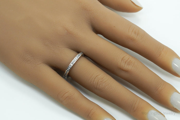 Pandora Cubic Zirconia & Enamel Sterling Silver Cut Out Hearts Ring - Size 6