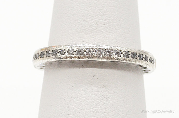 Pandora Cubic Zirconia Hearts Enamel Sterling Silver Ring - Size 5.25