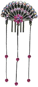 Peacock Feather Crown w/comb/crystal streamers 86265-1