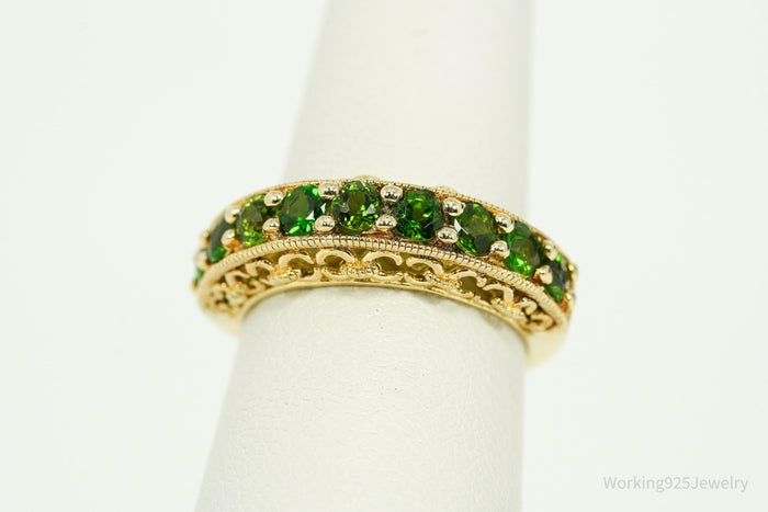 Pinctore Green Chrome Diopside Gold Over Sterling Silver Ring - Size 5