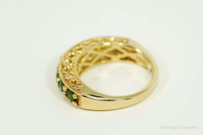 Pinctore Green Chrome Diopside Gold Over Sterling Silver Ring - Size 5