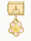 Pink Flower Dangled Italian Charm