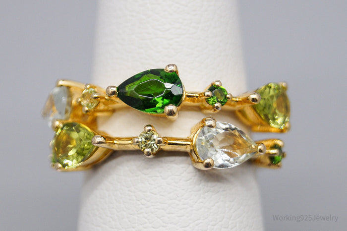 QVC EA Multi Gemstone 14K Yellow Gold Plated Sterling Silver Ring - Size 5