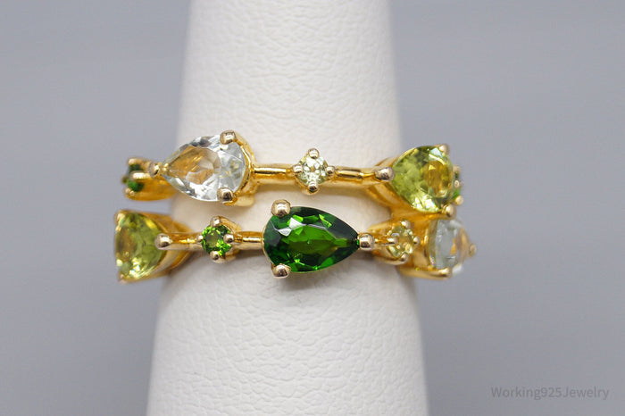 QVC EA Multi Gemstone 14K Yellow Gold Plated Sterling Silver Ring - Size 5