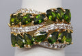QVC Green Chrome Diopside & White Topaz Gold Over Sterling Silver Ring - Size 6