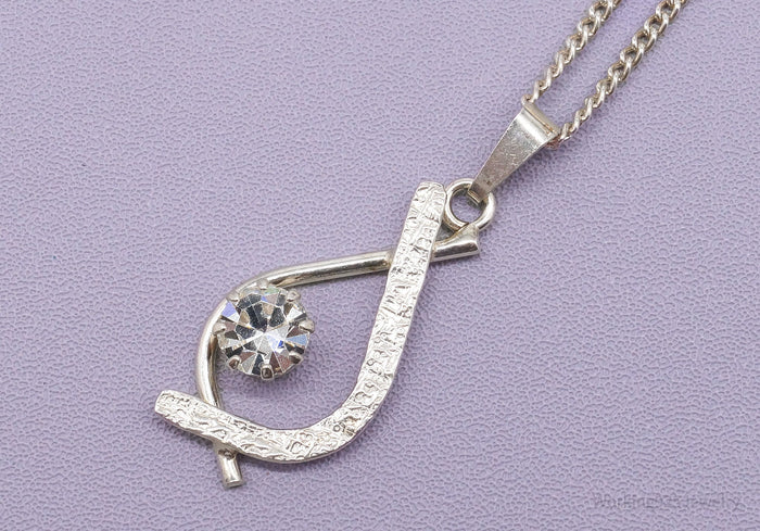 Rare Antique Modernist European Rhinestone 835 Silver Chain Necklace 17"'