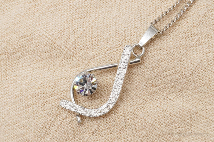 Rare Antique Modernist European Rhinestone 835 Silver Chain Necklace 17"'