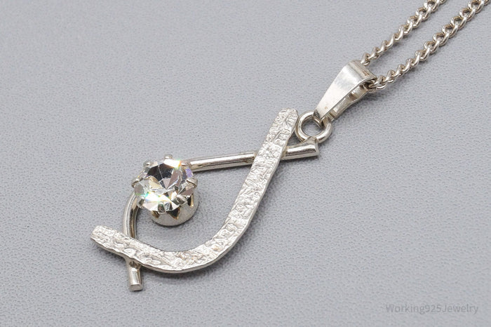 Rare Antique Modernist European Rhinestone 835 Silver Chain Necklace 17"'