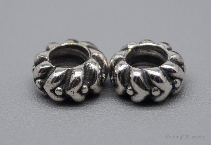 Retired Authentic Designer Pandora Heartbeat Charms Sterling Silver Set