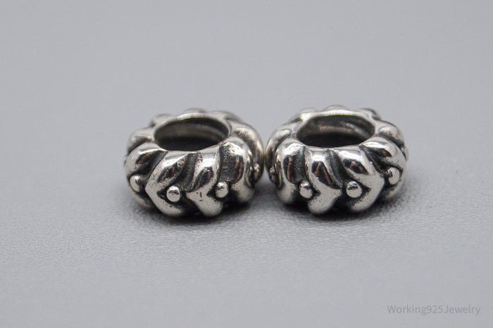 Retired Authentic Designer Pandora Heartbeat Charms Sterling Silver Set