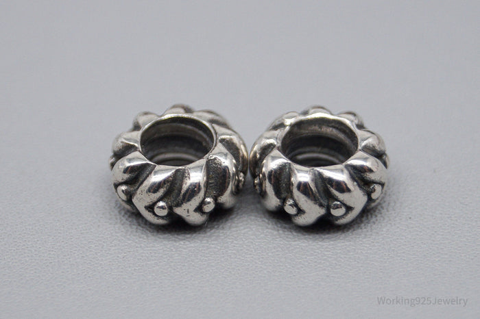 Retired Authentic Designer Pandora Heartbeat Charms Sterling Silver Set