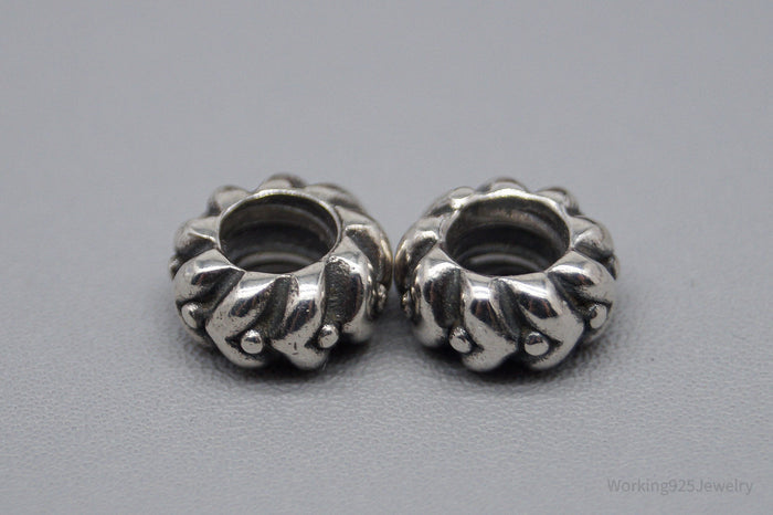 Retired Authentic Designer Pandora Heartbeat Charms Sterling Silver Set