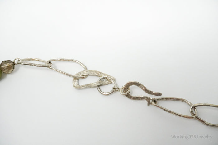 Retired Silpada Jade Smoky Topaz Citrine Chain Link Sterling Silver Necklace 18"