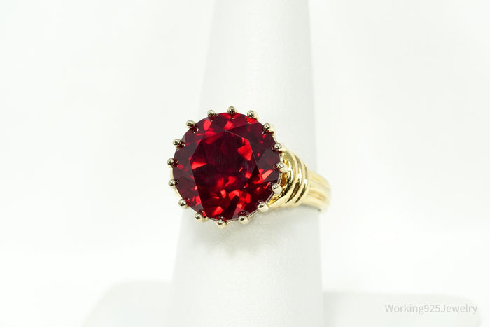Ross Simons Large Ruby 18K Yellow Gold Over Sterling Silver Ring - Size 8